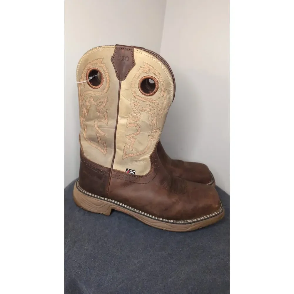 Justin Stampede Driller WK4338 Cowboy Work Boots 10EE Square Toe EH